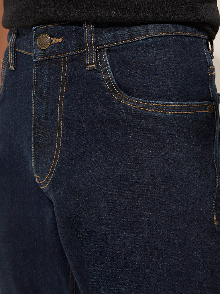 Nuon Dark Blue Straight-Fit Mid-Rise Jeans - Image 2