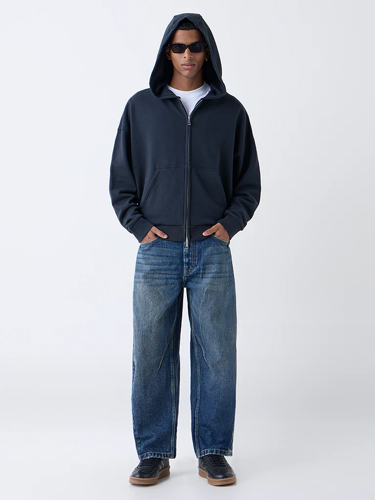 Nuon Dark Green Relaxed-Fit Cotton Hoodie - Image 2
