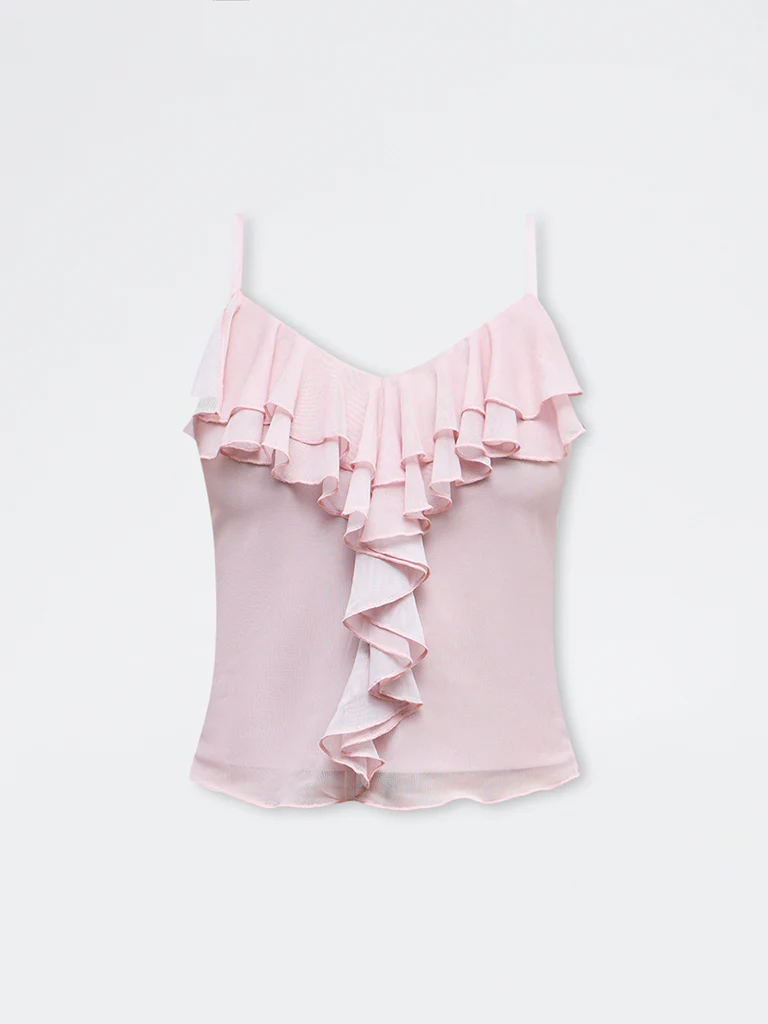 Nuon Dusty Pink Ruffled-Detail Top - Image 5