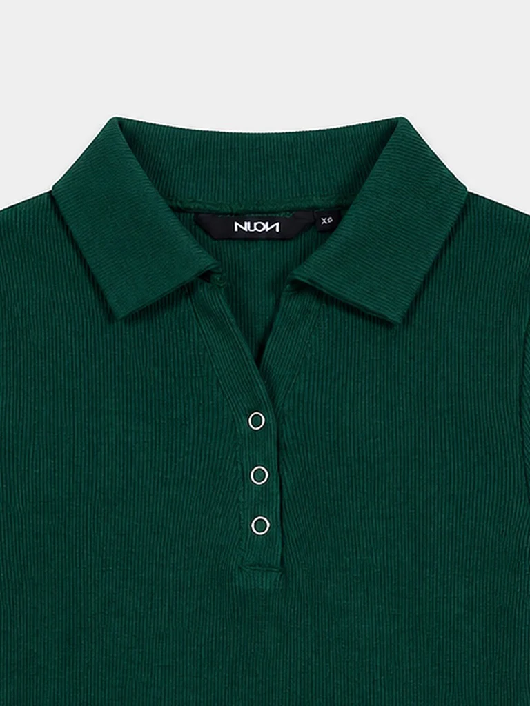 Nuon Green Ribbed Cotton-Blend T-Shirt - Image 7