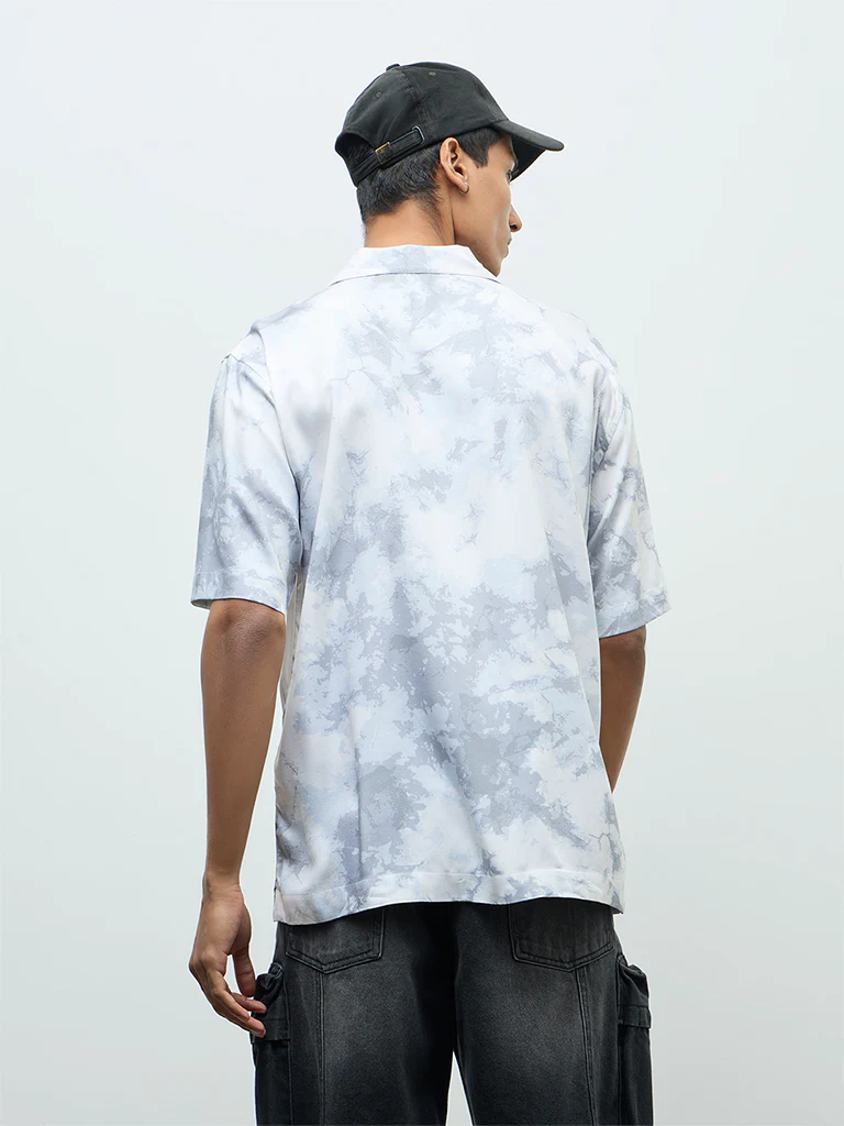 Nuon Grey Abstract Printed Relaxed-Fit Shirt - Image 4