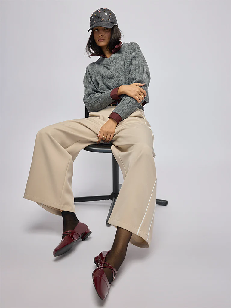 Nuon Grey Cable-Knit Sweater - Image 2