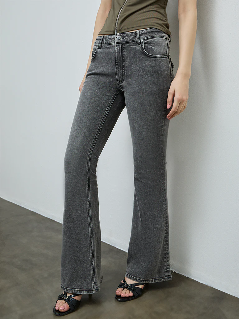 Nuon Grey Faded High-Rise Bootcut Jeans - Image 2