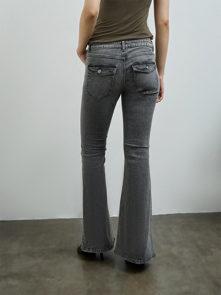 Nuon Grey Faded High-Rise Bootcut Jeans - Image 4
