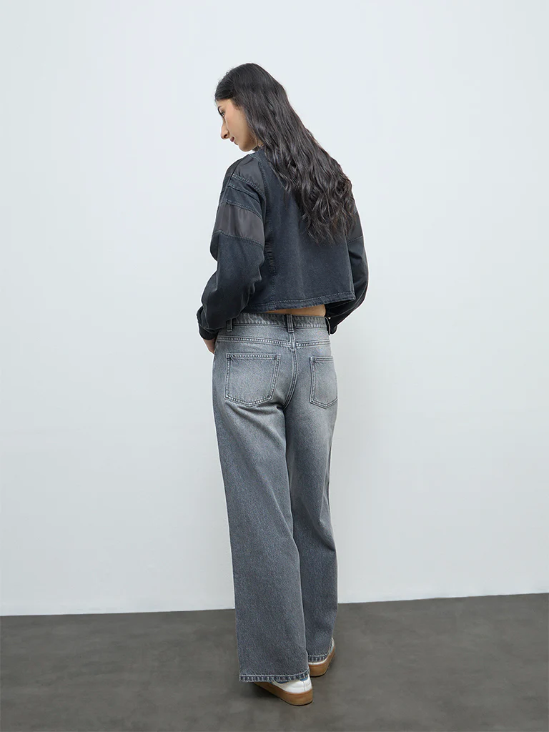 Nuon Grey Faded High-Rise Cotton Jeans - Image 4