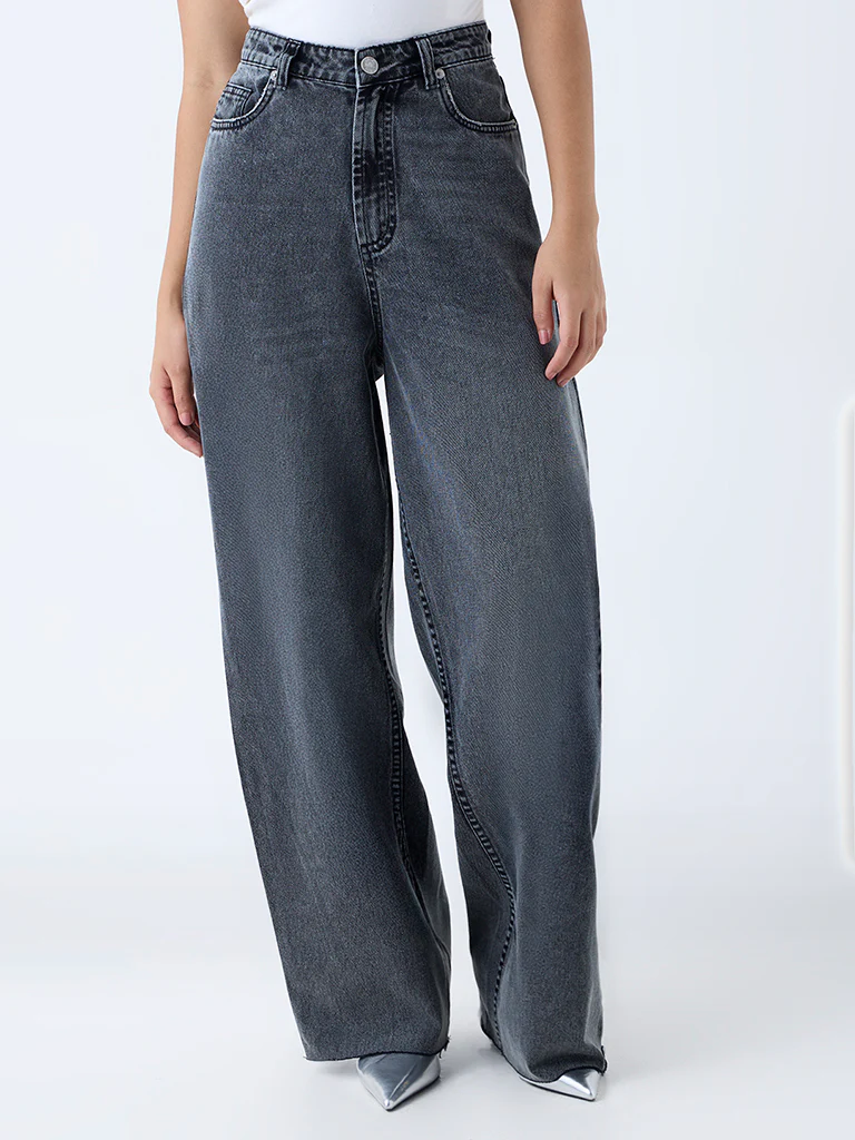 Nuon Grey Faded High-Rise Jeans - Image 2
