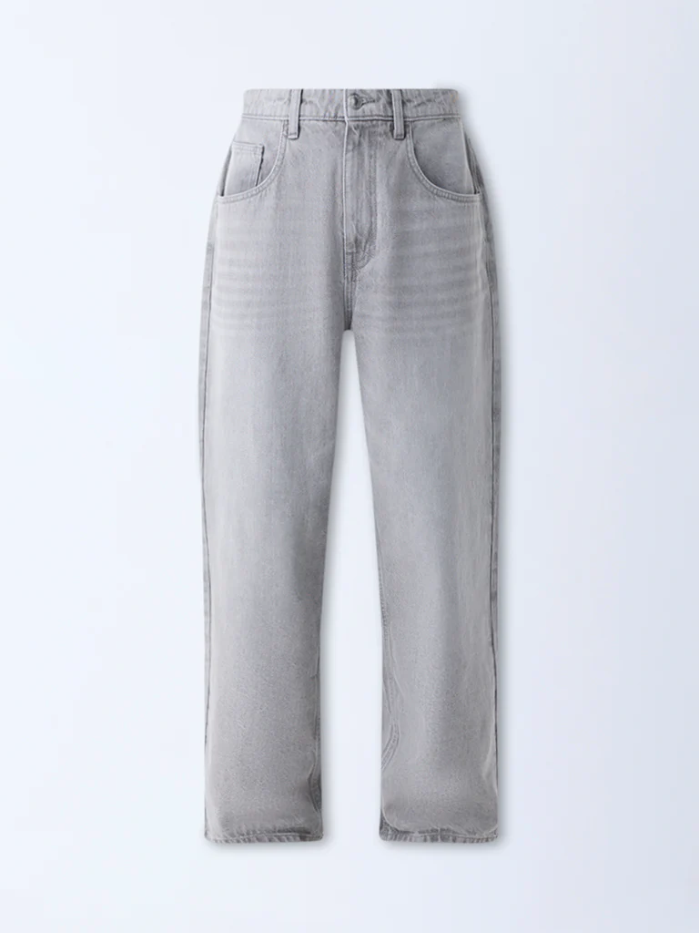 Nuon Grey Faded Loose-Fit Mid-Rise Jeans - Image 5