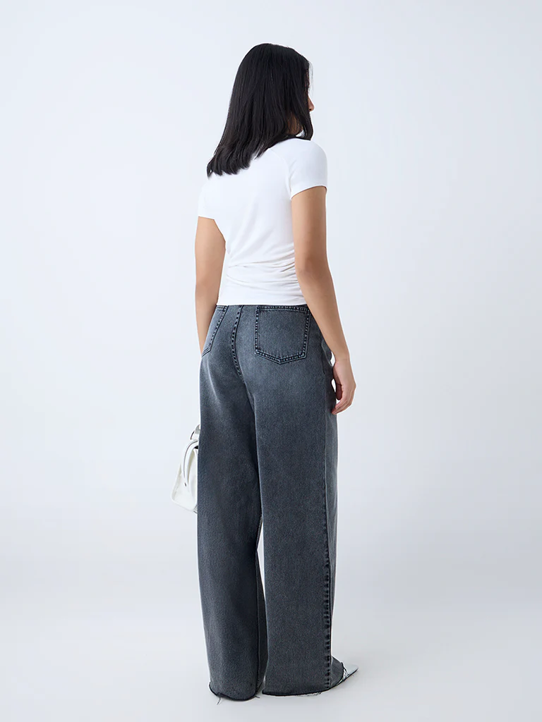 Nuon Grey Faded Relaxed-Fit High-Rise Jeans - Image 4