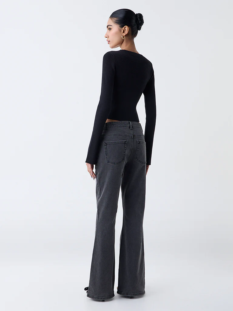 Nuon Grey High-Rise Flared Jeans - Image 4