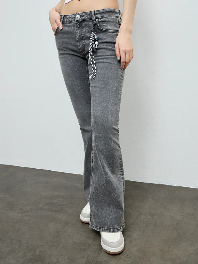 Nuon Grey High-Rise Flared Jeans - Image 2