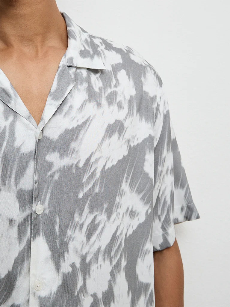 Nuon Grey Printed Relaxed-Fit Shirt - Image 3