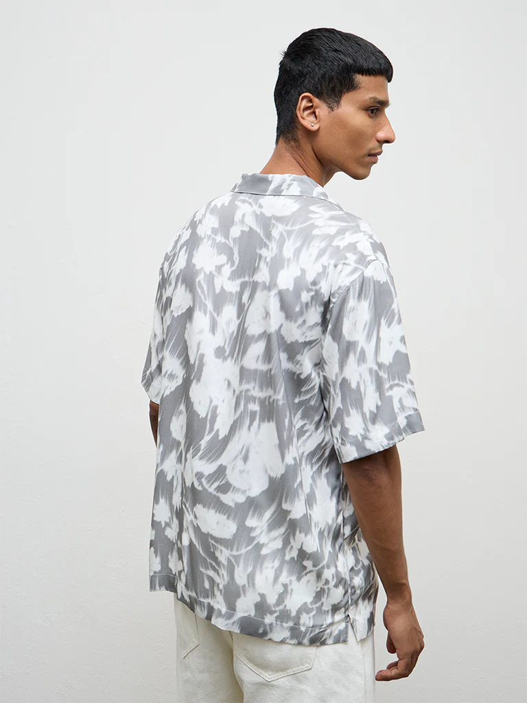 Nuon Grey Printed Relaxed-Fit Shirt - Image 4