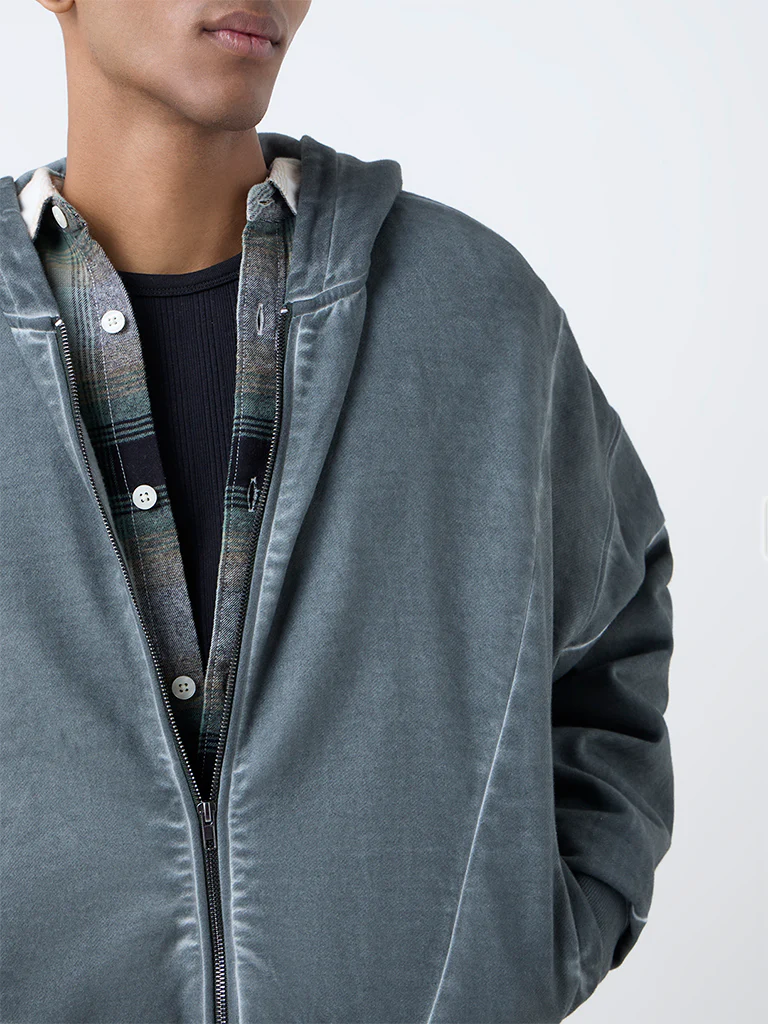 Nuon Grey Relaxed-Fit Hooded Jacket - Image 4