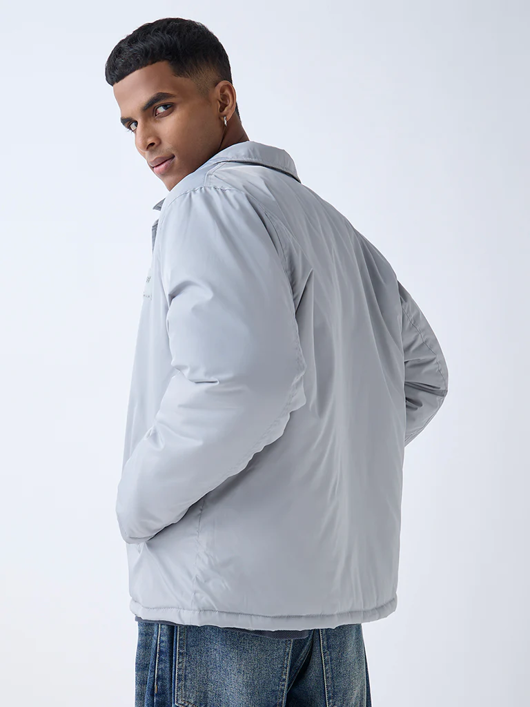 Nuon Grey Solid Relaxed-Fit Jacket - Image 5
