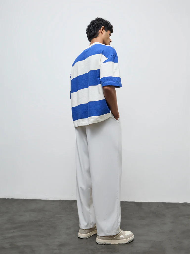 Nuon Ivory Solid Relaxed-Fit Mid-Rise Trousers - Image 4