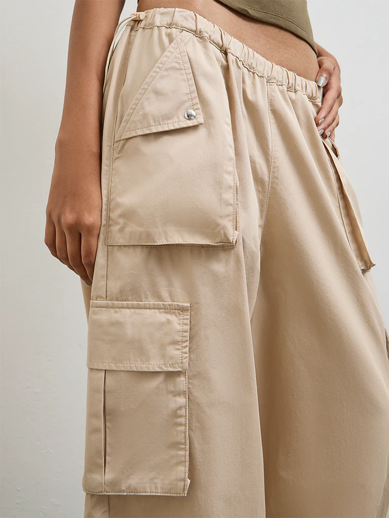 Nuon Light Beige High-Rise Cargo Pants - Image 3