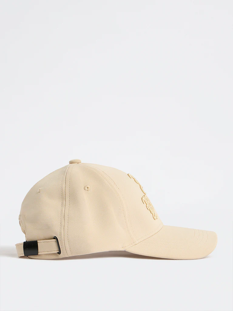 Nuon Light Beige Text-Embroidered Baseball Cap - Image 2