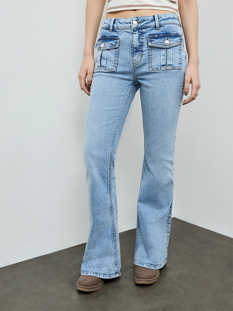 Nuon Light Blue Faded High-Rise Jeans - Image 2