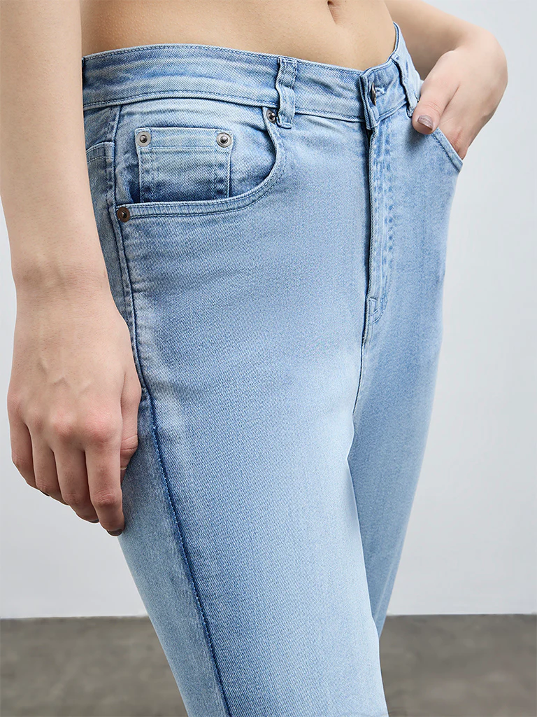 Nuon Light Blue Faded High-Rise Jeans - Image 3