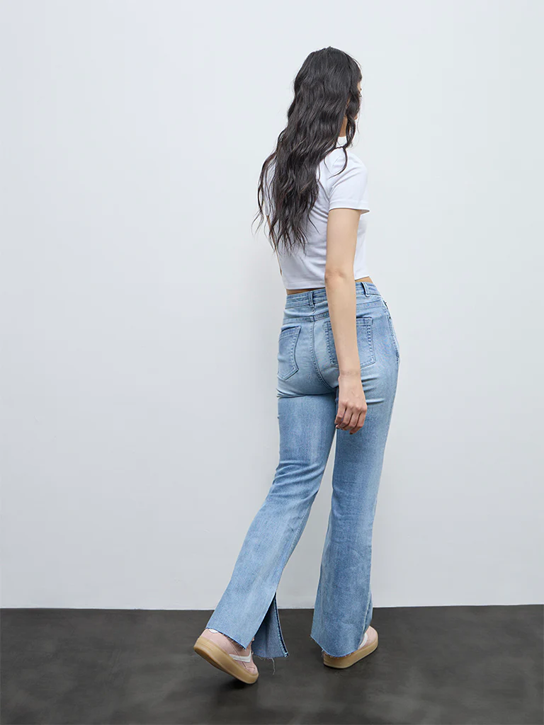 Nuon Light Blue Faded High-Rise Jeans - Image 4