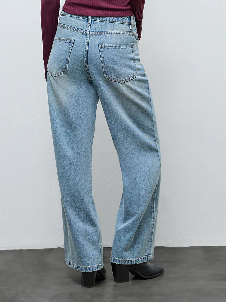 Nuon Light Blue Faded High-Rise Jeans - Image 4