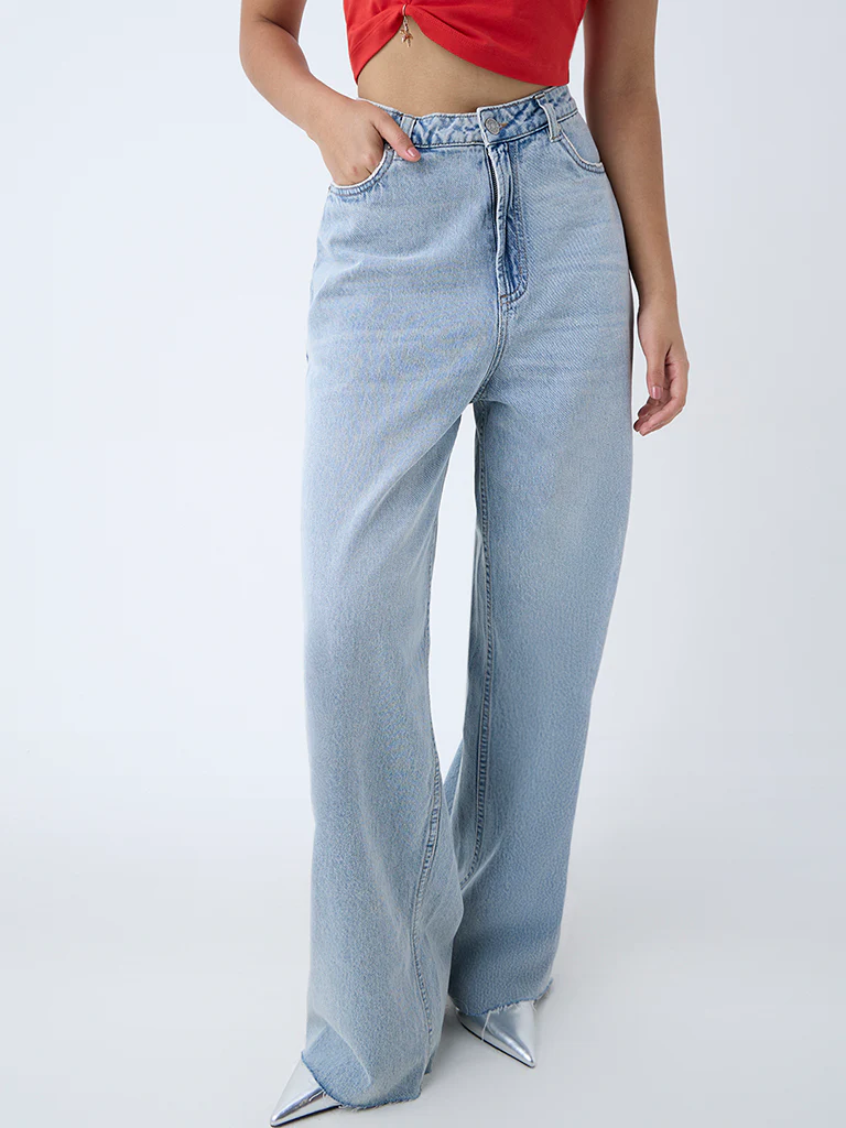 Nuon Light Blue Flared High-Rise Jeans - Image 2