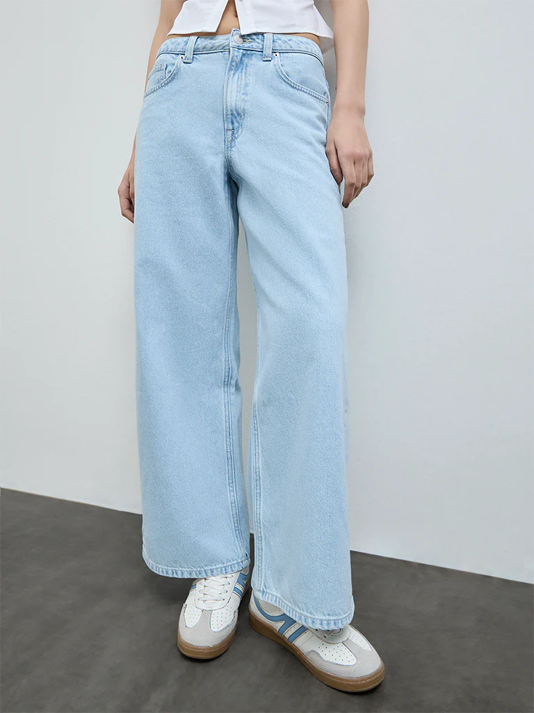 Nuon Light Blue High-Rise Cotton Jeans - Image 2