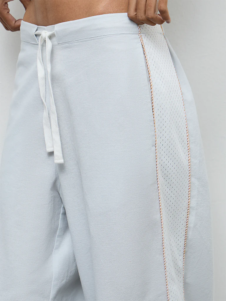 Nuon Light Blue Striped High-Rise Pants - Image 3