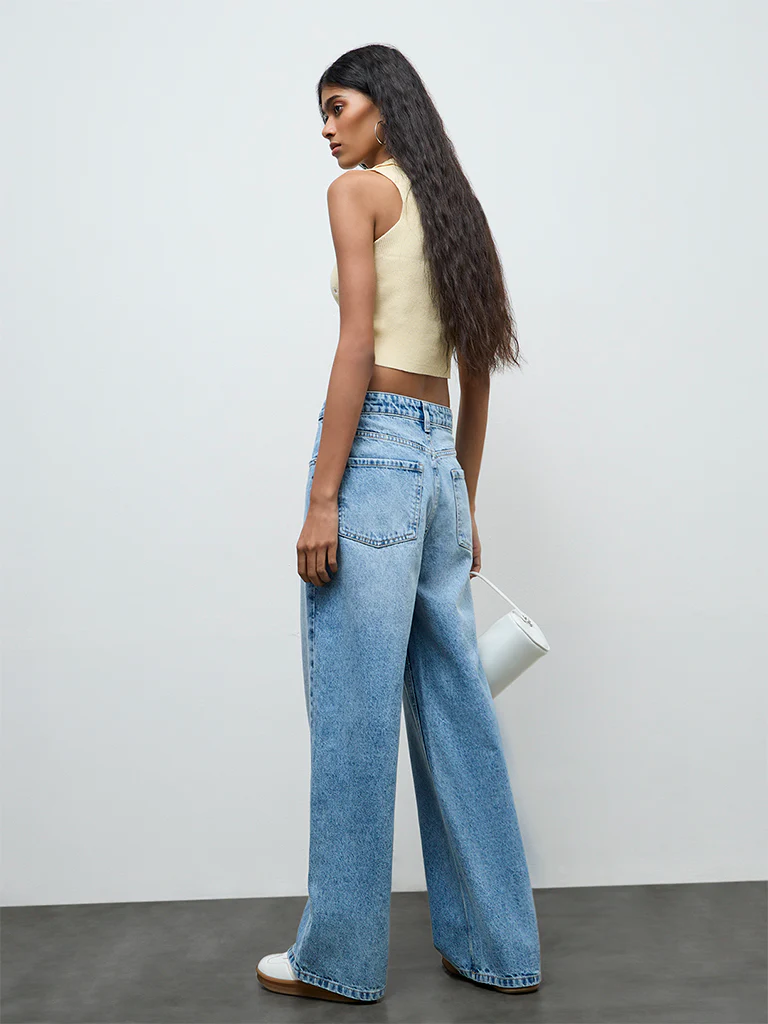 Nuon Light Blue Washed Relaxed-Fit High-Rise Jeans - Image 2