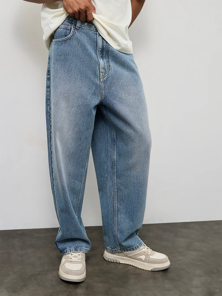 Nuon Light Blue Washed Relaxed-Fit Mid-Rise Jeans - Image 2