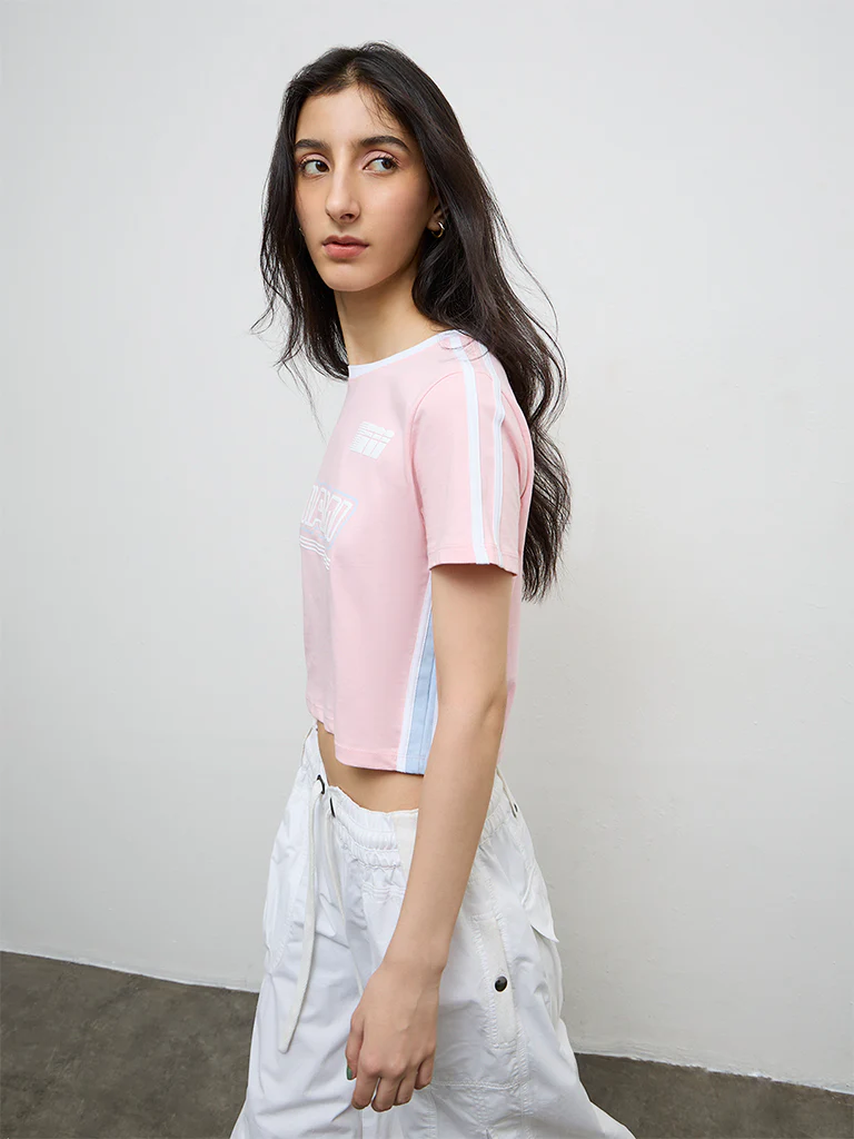 Nuon Light Pink Text Design Cotton T-Shirt - Image 2