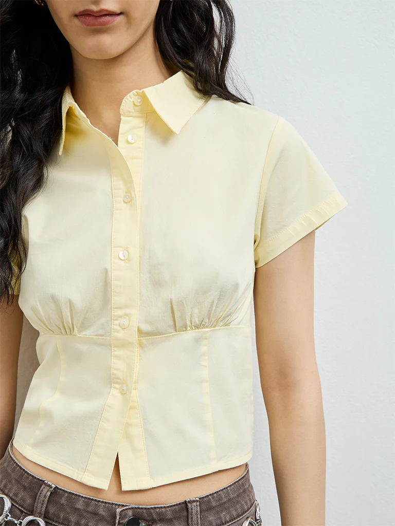 Nuon Light Yellow Cotton-Blend Shirt - Image 3