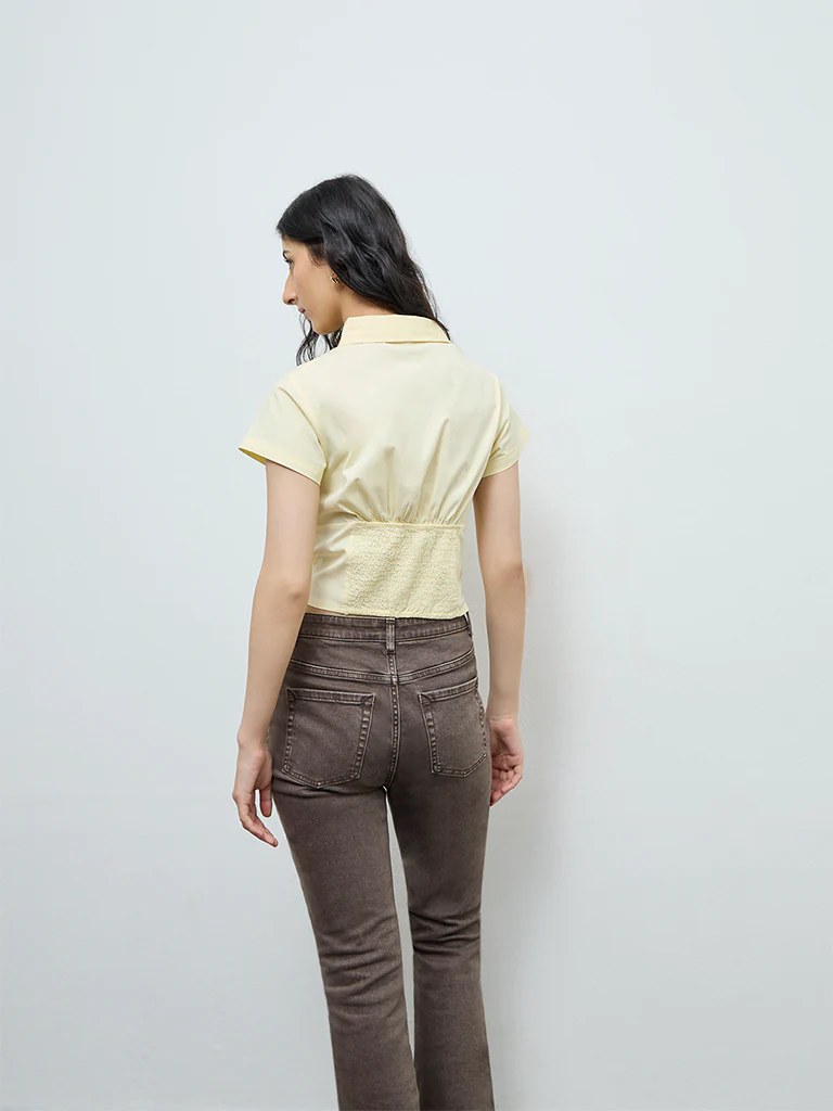 Nuon Light Yellow Cotton-Blend Shirt - Image 4