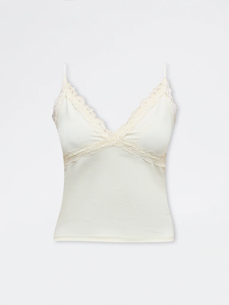 Nuon Light Yellow Lace Cotton-Blend Top - Image 5