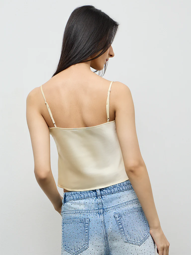 Nuon Light Yellow Lace-Detail Top - Image 4