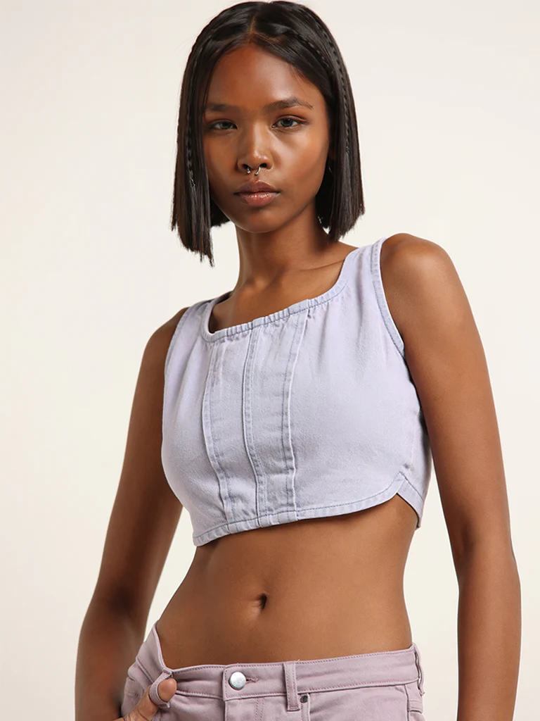 Nuon Lilac Cotton Crop Top