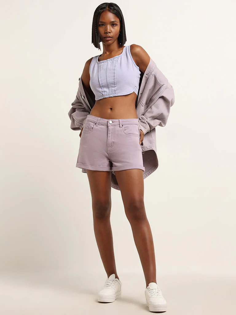 Nuon Lilac Cotton Crop Top - Image 3