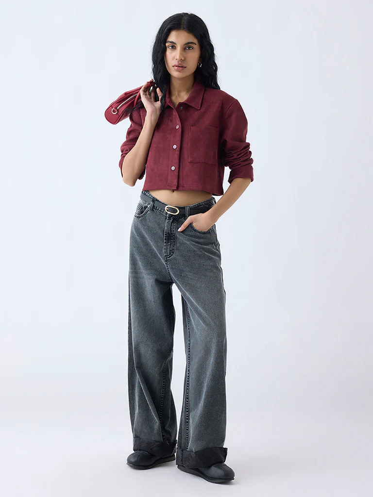 Nuon Maroon Solid Jacket