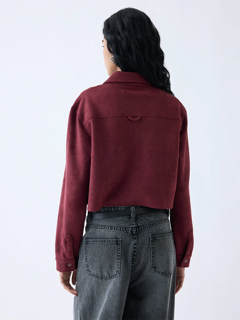 Nuon Maroon Solid Jacket - Image 4