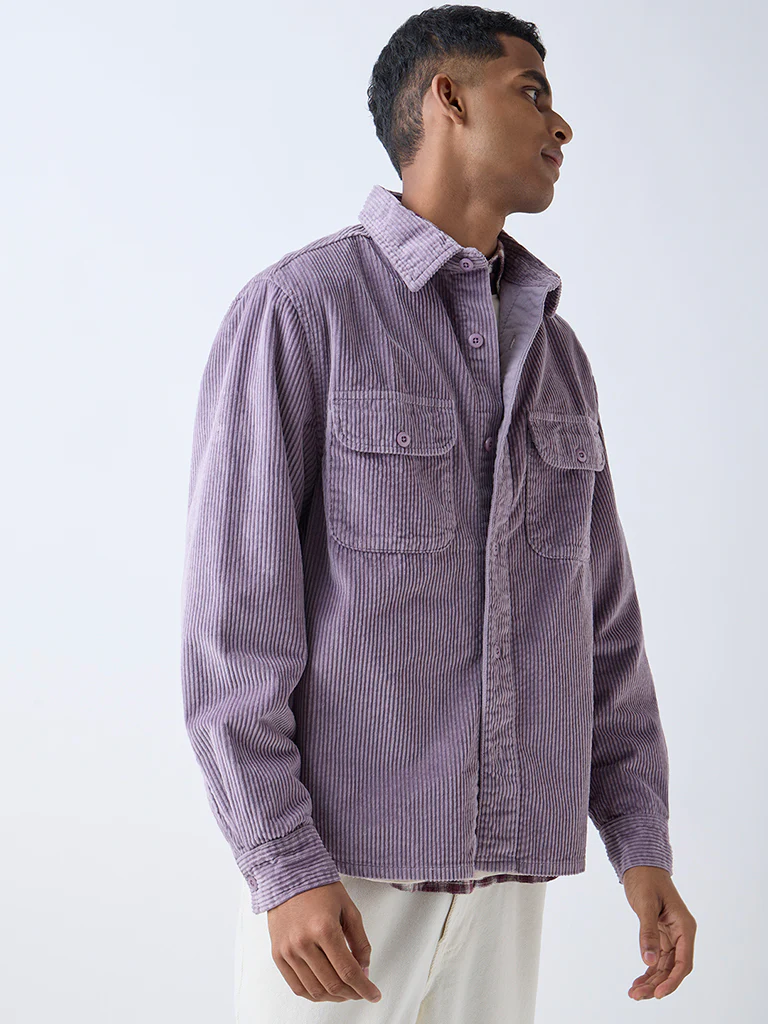 Nuon Mauve Relaxed-Fit Corduroy Shirt - Image 3
