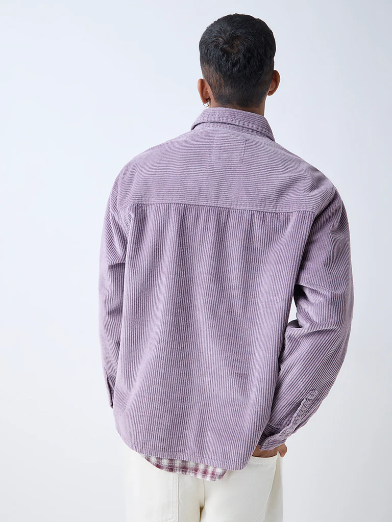 Nuon Mauve Relaxed-Fit Corduroy Shirt - Image 5