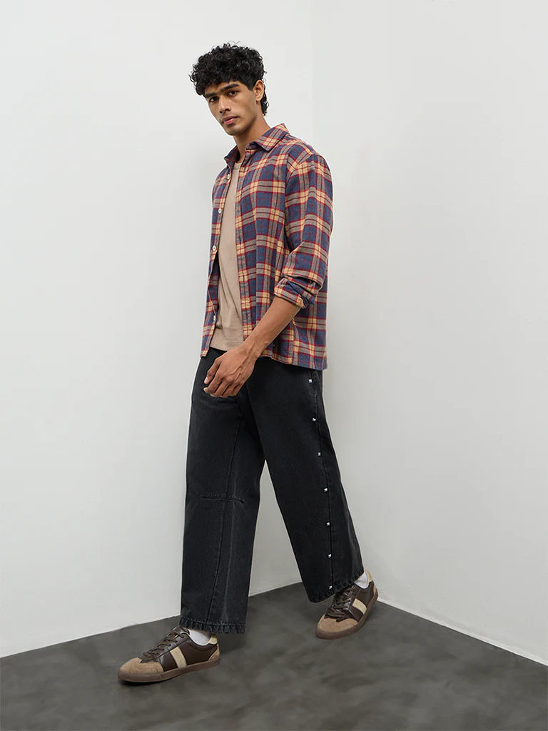 Nuon Multicolour Checkered Relaxed-Fit Cotton-Blend Shirt - Image 2