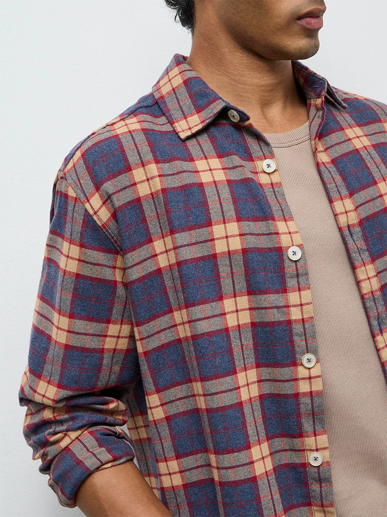 Nuon Multicolour Checkered Relaxed-Fit Cotton-Blend Shirt - Image 3