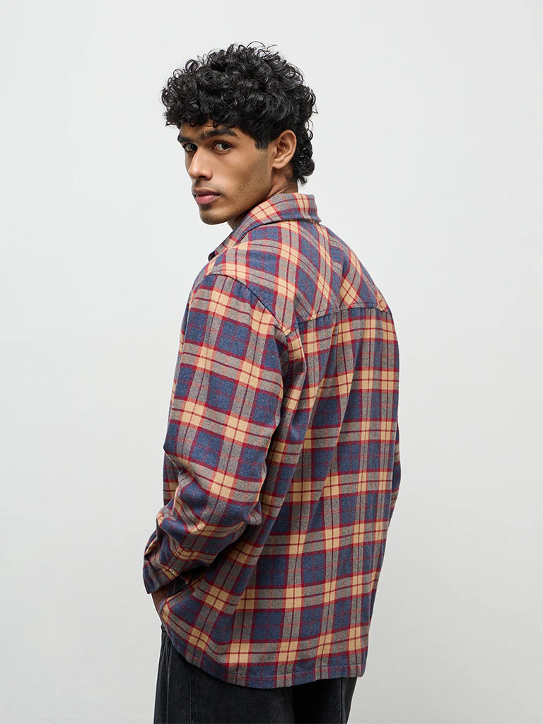 Nuon Multicolour Checkered Relaxed-Fit Cotton-Blend Shirt - Image 4