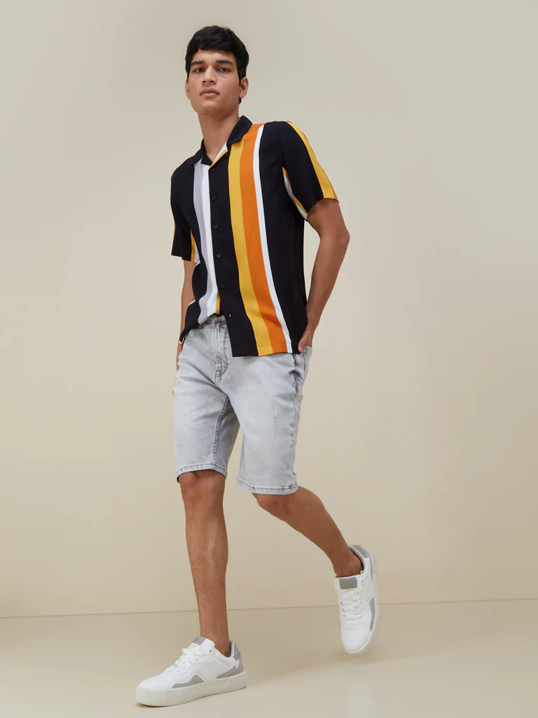 Nuon Multicolour Relaxed-Fit Stripe Design Shirt - Image 3