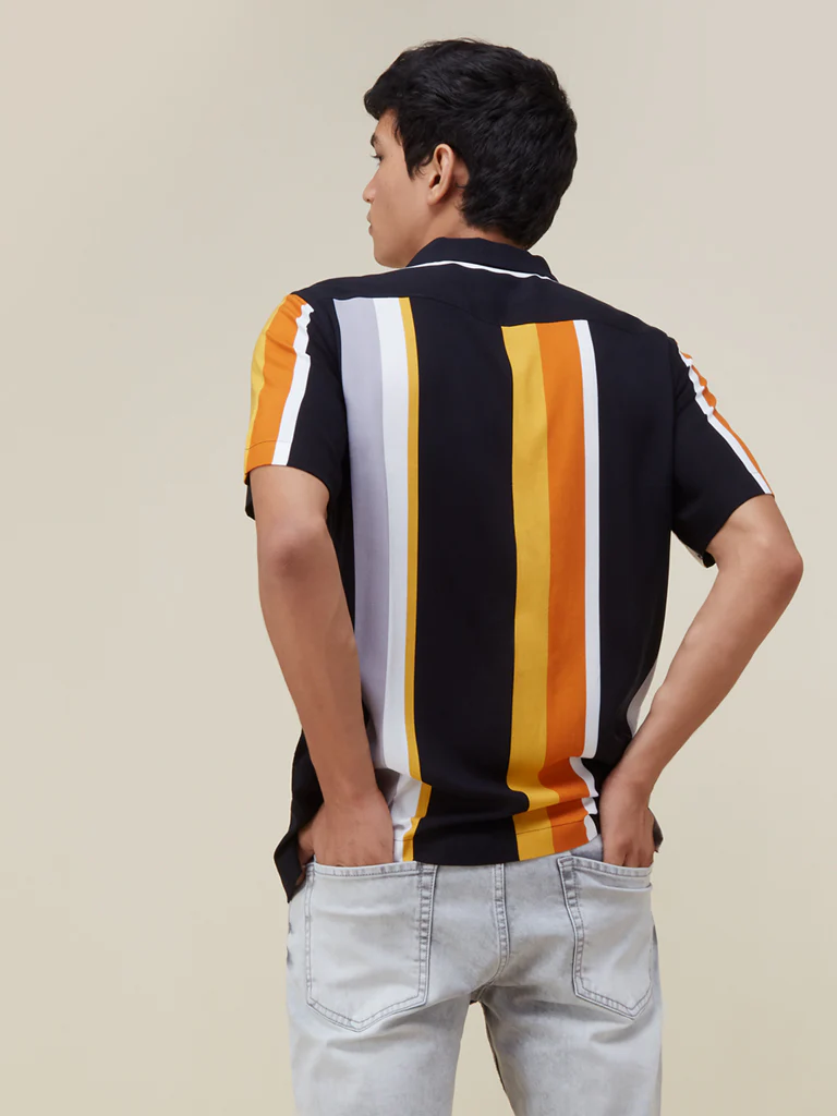 Nuon Multicolour Relaxed-Fit Stripe Design Shirt - Image 4