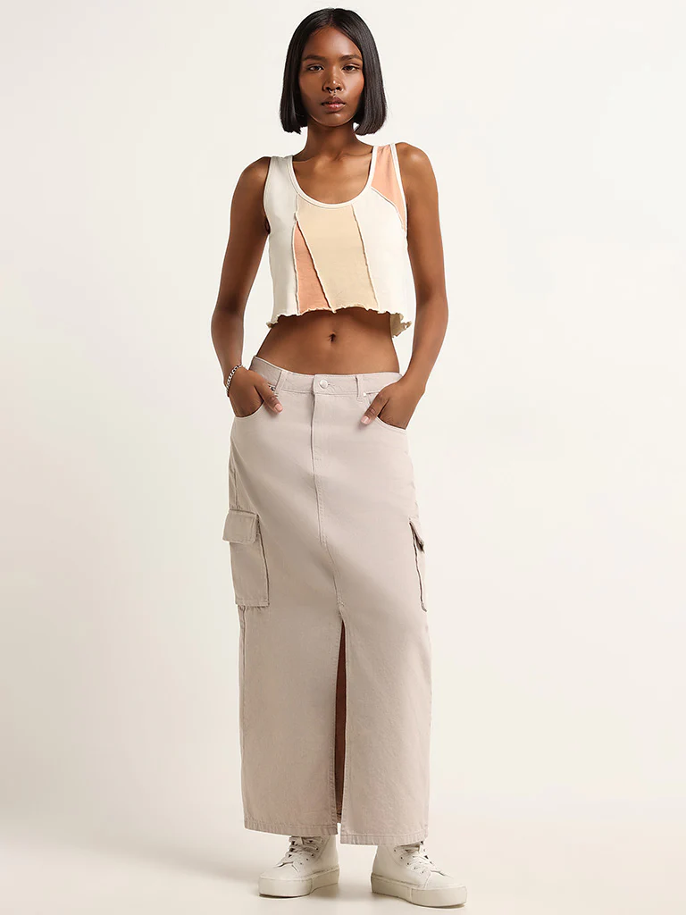 Nuon Multicolour Sleeveless Cotton Crop Top - Image 3