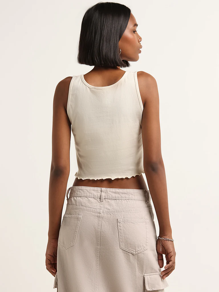 Nuon Multicolour Sleeveless Cotton Crop Top - Image 4