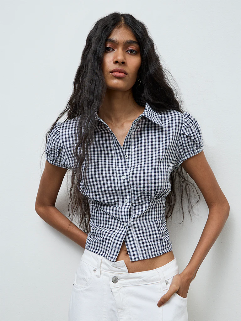 Nuon Navy Checkered Shirt