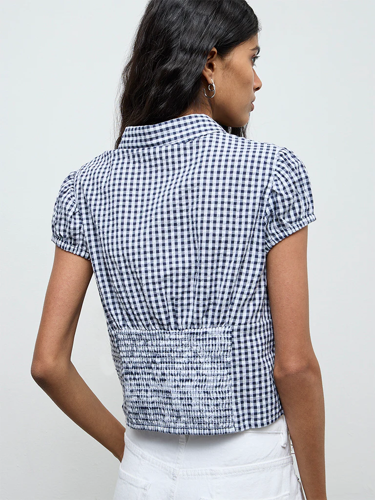 Nuon Navy Checkered Shirt - Image 4